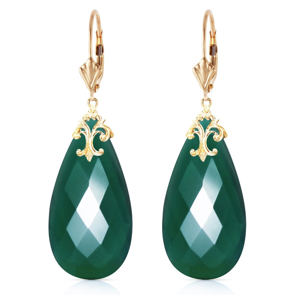 BRIOLETTE 31X16 MM DEEP GREEN CHALCEDONY - Picture 3 of 6